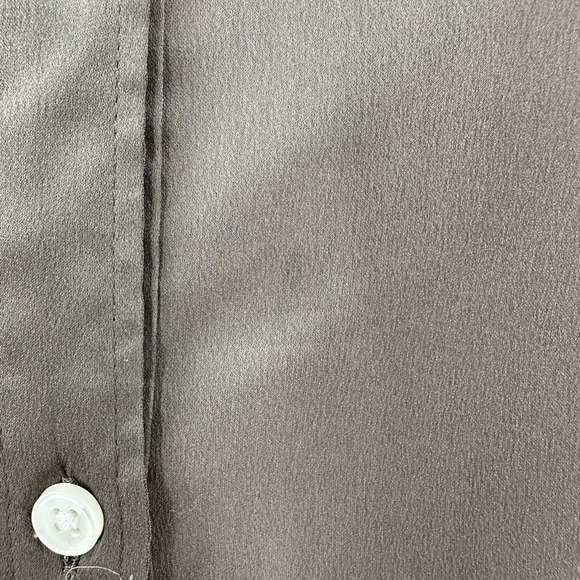 Ann Taylor LOFT Green Satin Crew Neck Long Sleeve Button Back Career Top Medium - Picture 8 of 11